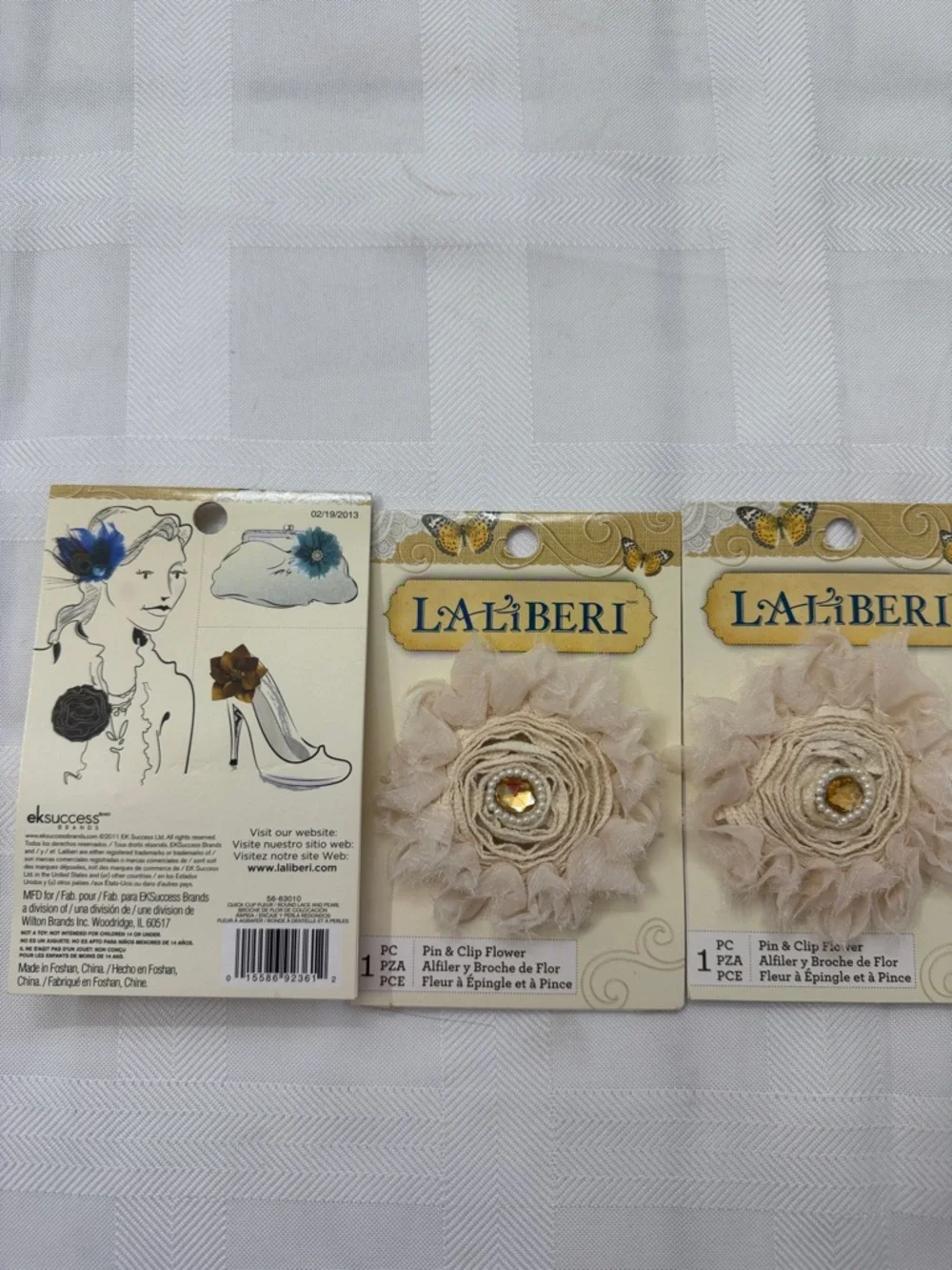 Cream & Brown Fabric Floral Hair Clips - Set of 9 Decorative Accessories